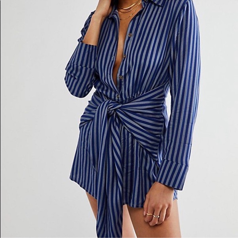 Free People Jen's Pirate Booty Amata Shirt Dress Women S Tie Front Striped